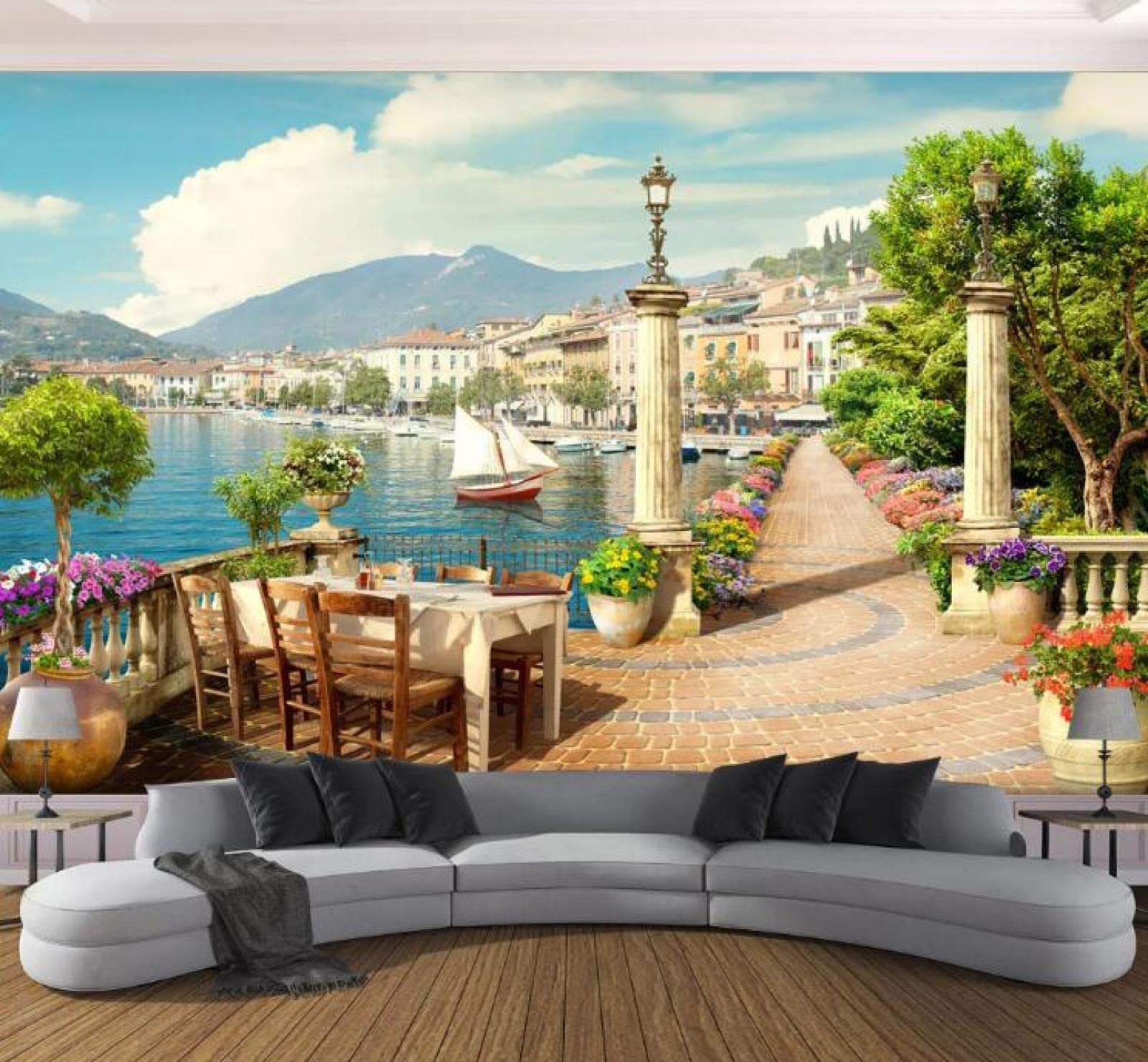 Tapeta ścienna morze i miasto szer. 300 x wys. 210 cm mural ścienny 3D tapeta naklejki do salonu sypialni niesamoprzylepne