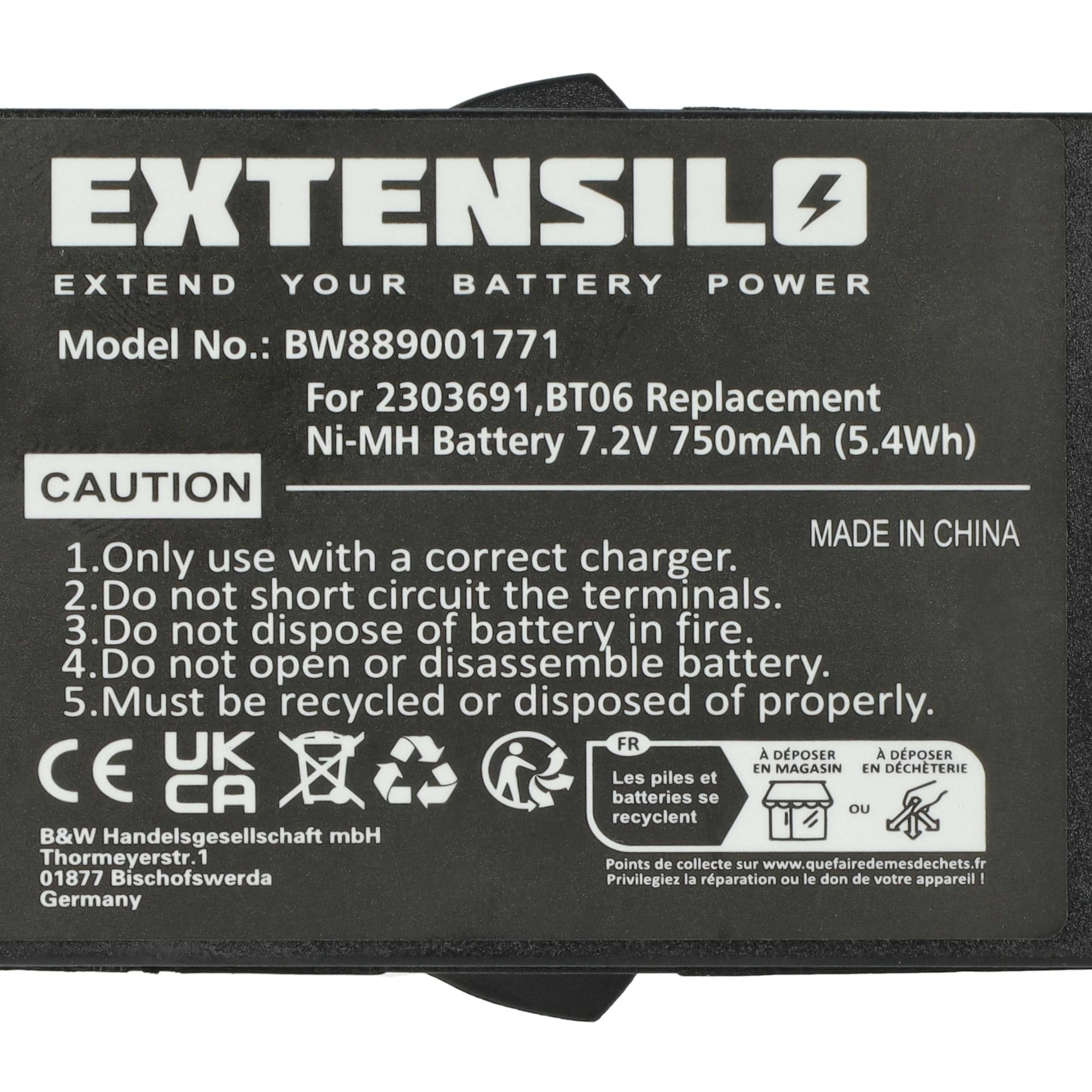 Akumulator 5X zastępuje Ikusi BT06, 2303691 do pilota przemysłowego (750 mAh, 7,2 V, NiMH) - Czarny