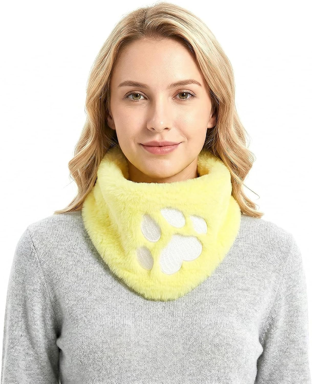 Faux Fur Scarf Paw Pattern Neck Collar Warmer Wrap for Halloween Parties Photo Prop Costume Accessories