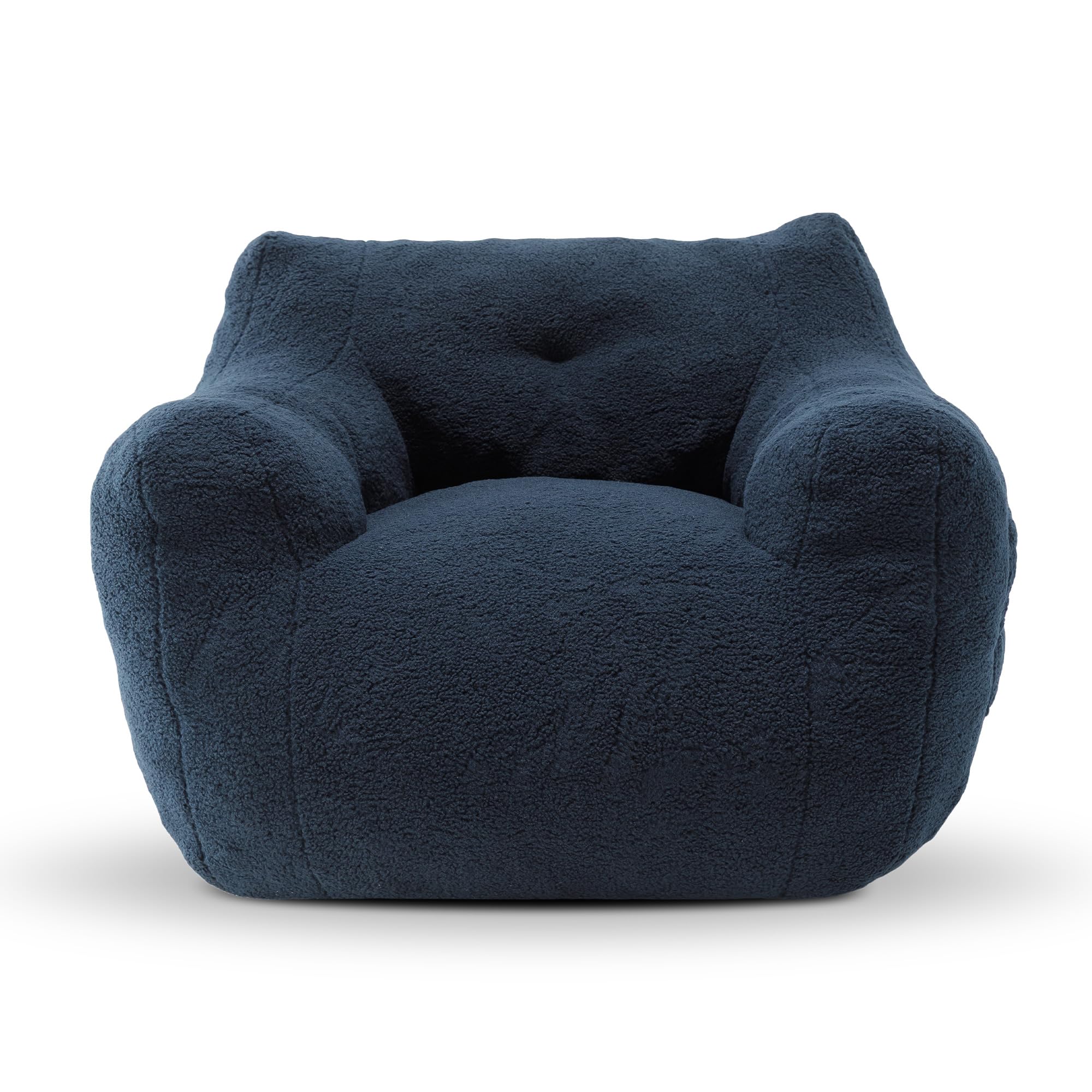 COCONINO WJ Bean Bag Chair, Filled Bean Bag Chairs for Living Room, Big Beanbag Chairs, Stuffed Beanbag Chair with Filling (Teddy Fabric in Dark Blue)
