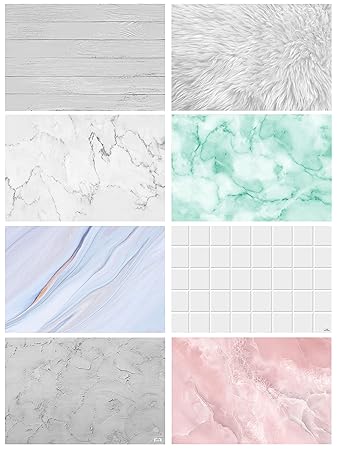 Print Master India Premium Flatlay Tabletop Photography Backdrop Background, Double Sided Waterproof Paper for Food, Small Product Professional Photo Shoot (56x90cm, Pack of 4) 8 Designs (July)