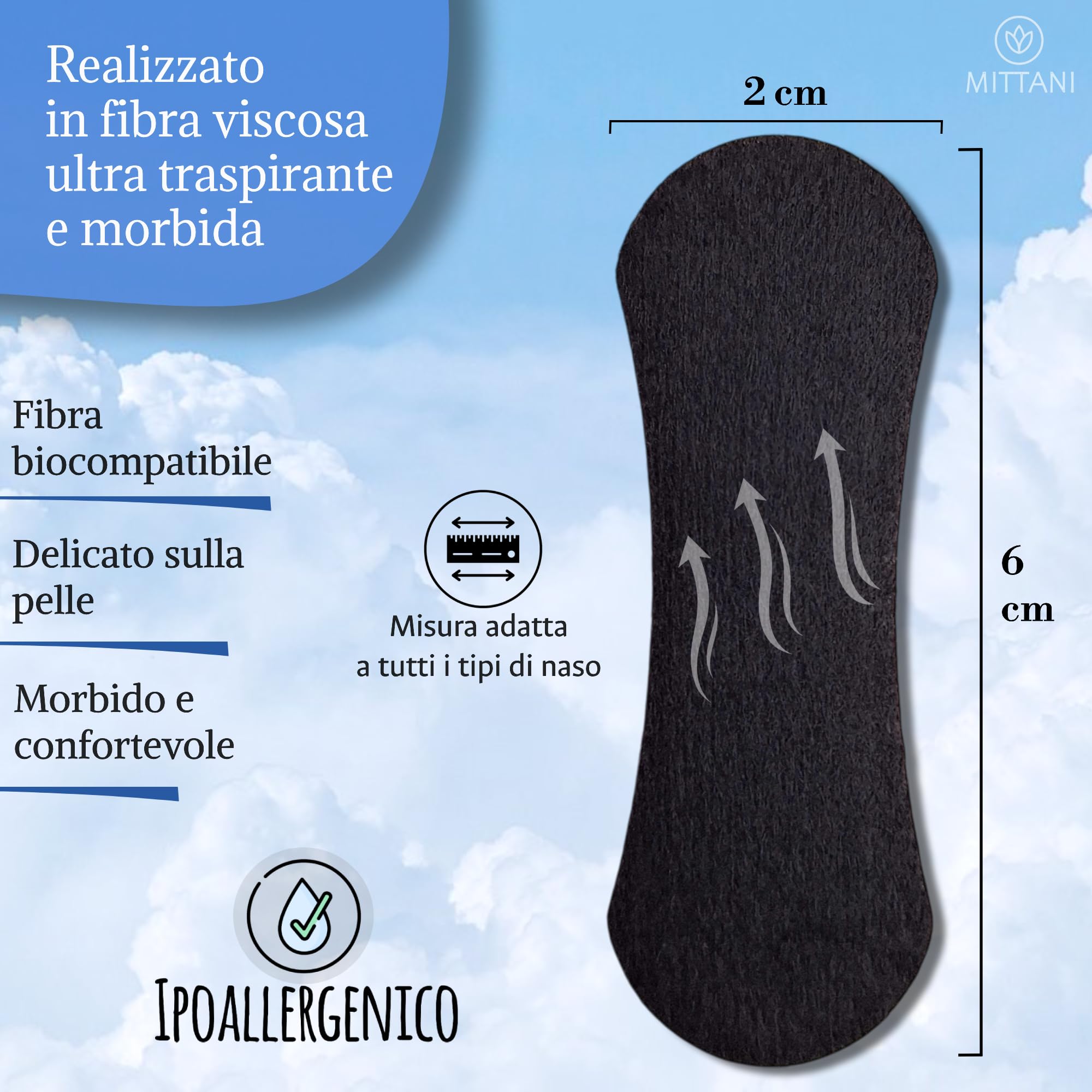 MITTANI® 32 Cerotti Nasali Antirussamento Uomo Donna, Decongestionante, Sport, Apri le Vie Respiratorie per Respirare Meglio dal Naso, Qualità Premium, Rinforzati