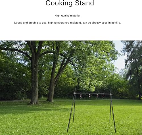 Miniatura 4 de Mumusuki Trípode portátil para fogata, parrilla de aluminio ligero para campamento, barbacoa y picnic, bolsa de transporte con gancho colgante