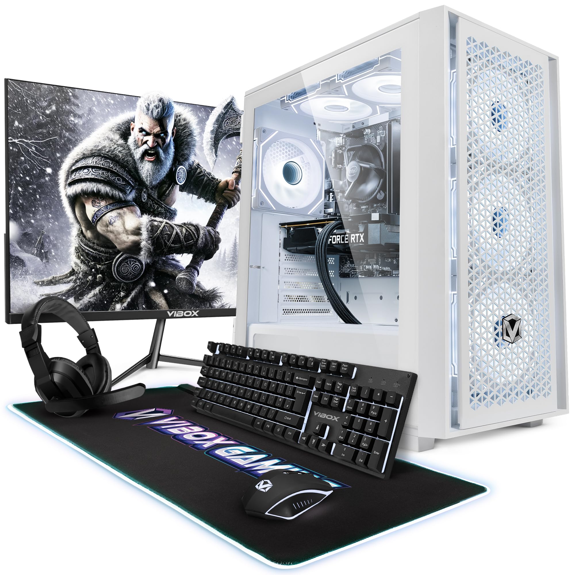 Vibox II-368 PC Gaming Completo • Intel Core i5 10400F 6 Cores • Nvidia RTX 5050 8GB • 16GB RAM • 500GB SSD • Windows 11 • 23" Monitor • WiFi 6 + Bluetooth 5.4