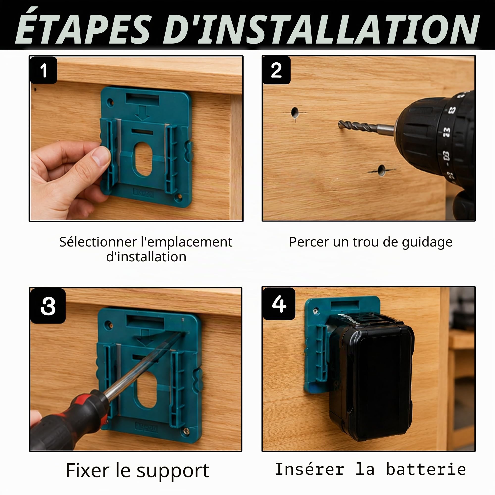 Lot de 12 supports de batterie compatibles avec Makita 18 V pour BL1860, BL1850, BL1840, BL1830 (avec 20 vis, pas de batterie)