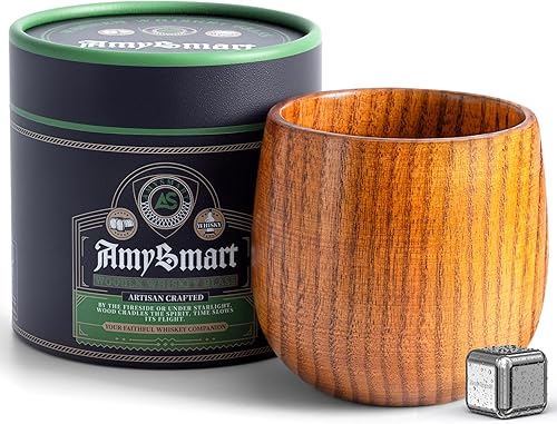 Vaso de whisky de madera hecho a mano con tubo de regalo, vidrio carbonizado a la antigua, taza de bourbon carbonizado, regalo único de whisky para