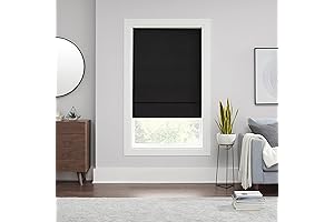 ECLIPSE Kylie Total Privacy Blackout Cordless Lined Roman Shade for Living Room, Black