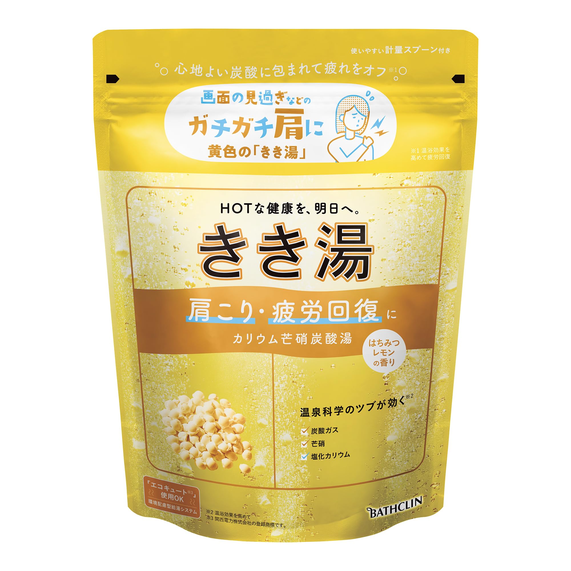 きき湯【薬用入浴剤】カリウム芒硝炭酸湯 はちみつレモンの香り 360g(約12回分) バスクリン 炭酸入浴剤