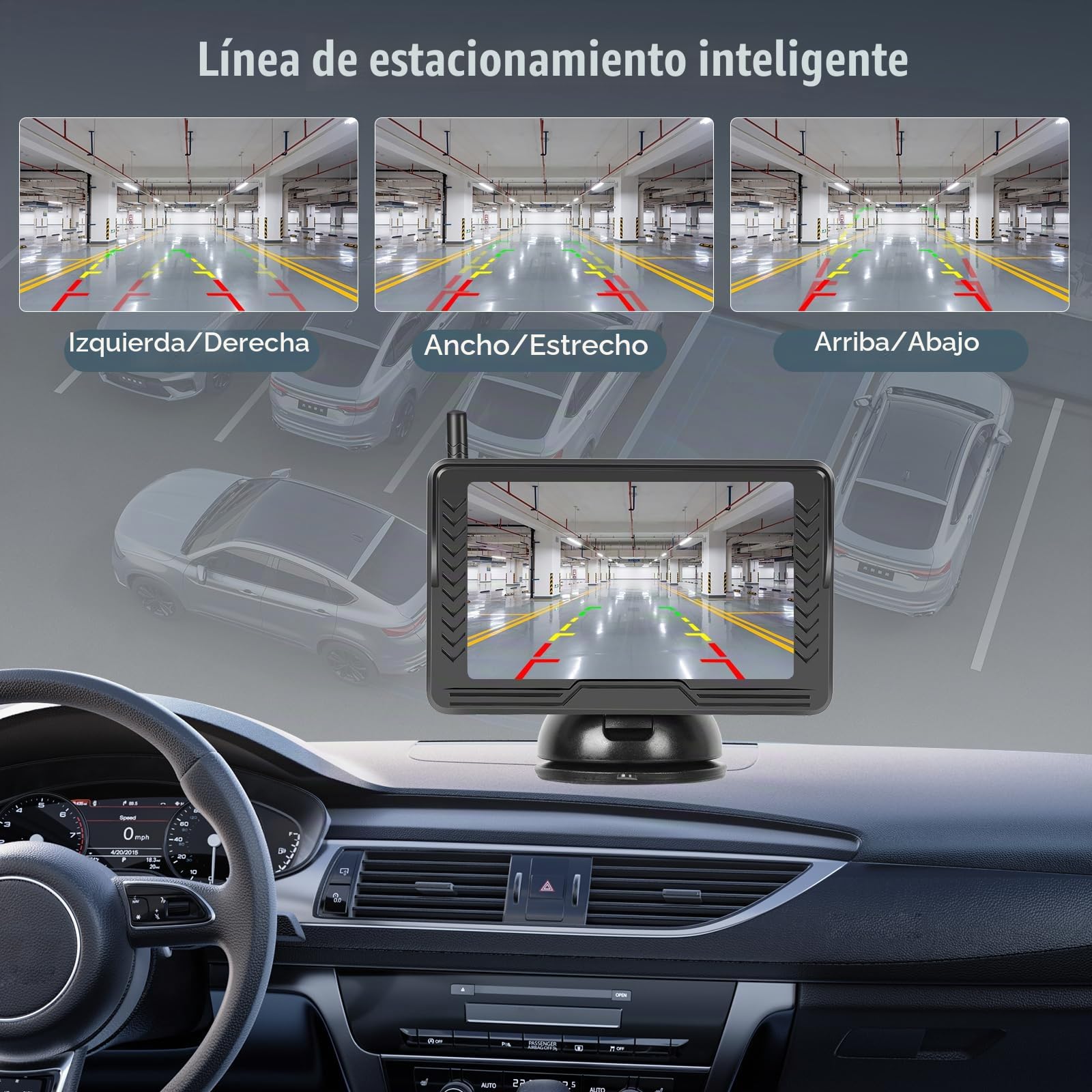 Kit de Cámara de Retroceso Inalámbrica con Monitor LCD de 5 Pulgadas AHD, Visión Nocturna Superior, Impermeable IP69, 12V para Coche, Camión, Furgoneta y Remolque