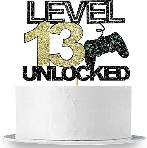 Miniatura 2 de Decoración oficial para tartas de nivel 13 desbloqueado, decoración oficial para tartas de 13 cumpleaños, controlador de videojuegos, decoración de