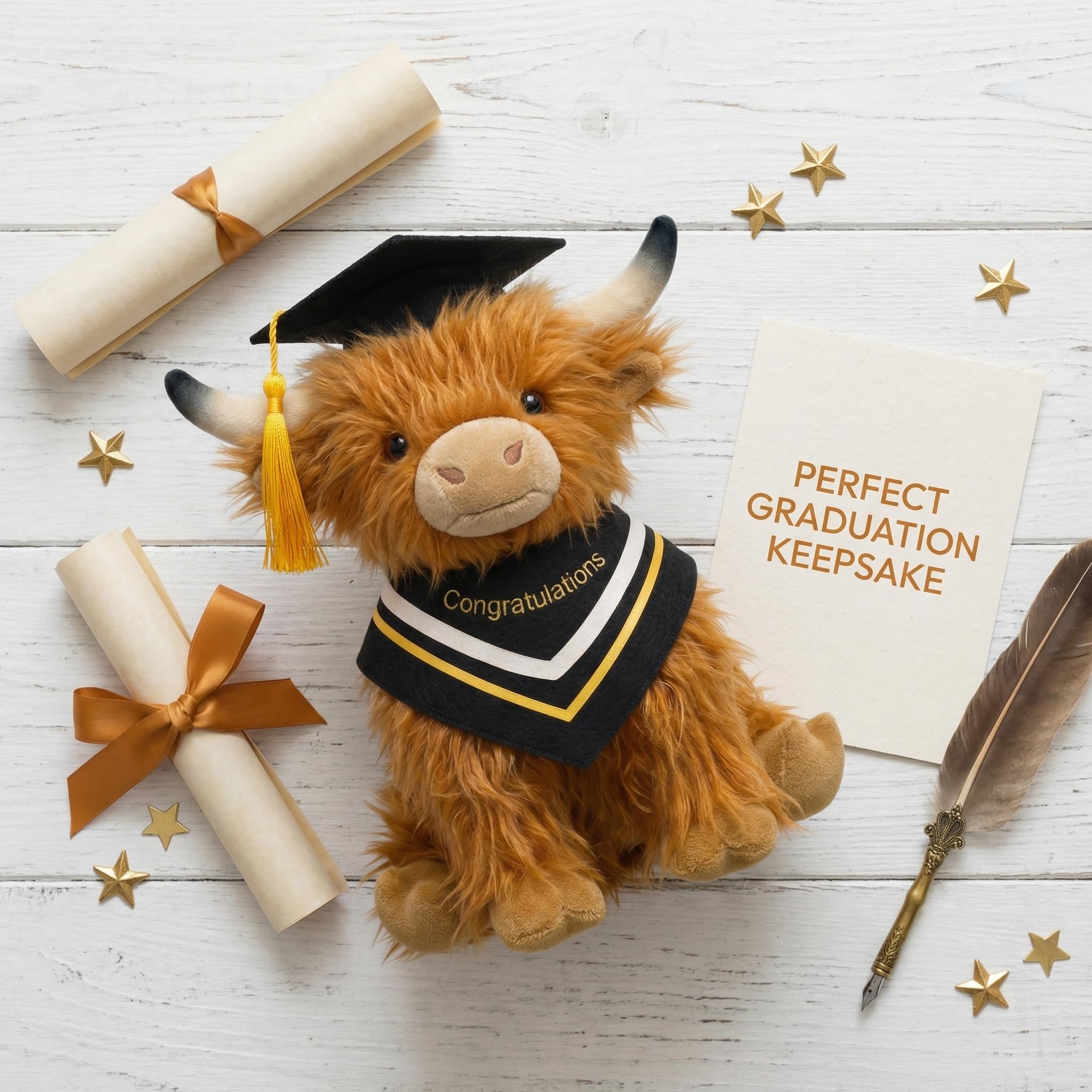 GADITIEK Graduation Gifts 2026 Highland Cow Plush – 25CM Large Graduation Bear Alternative, Soft Keepsake with Cap & Gown, Graduation Gift for Her Him, Unique Graduation Present — view 8
