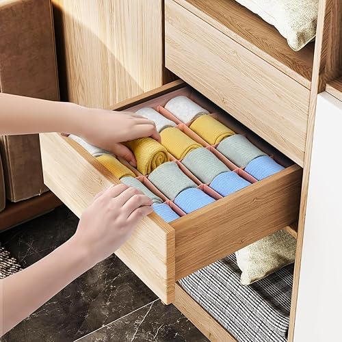Miniatura 190 de Joyoldelf Organizador de cajones para calcetines, organizador de ropa interior, organizador de 16 celdas de tela, cajas de almacenamiento para Beige