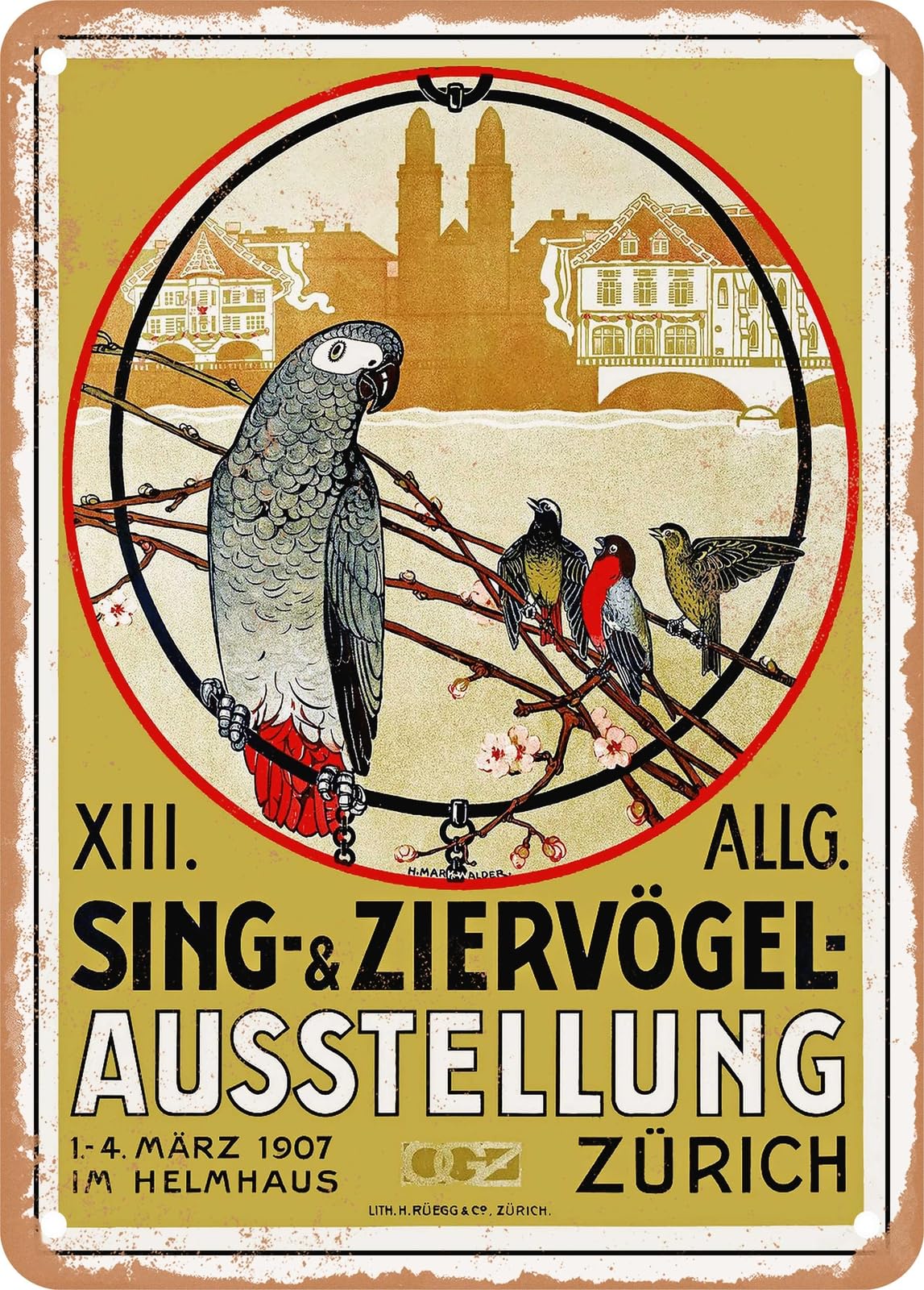 METAL SIGN - 1907 Birdsong Exhibition in Zurich Vintage Ad home decor