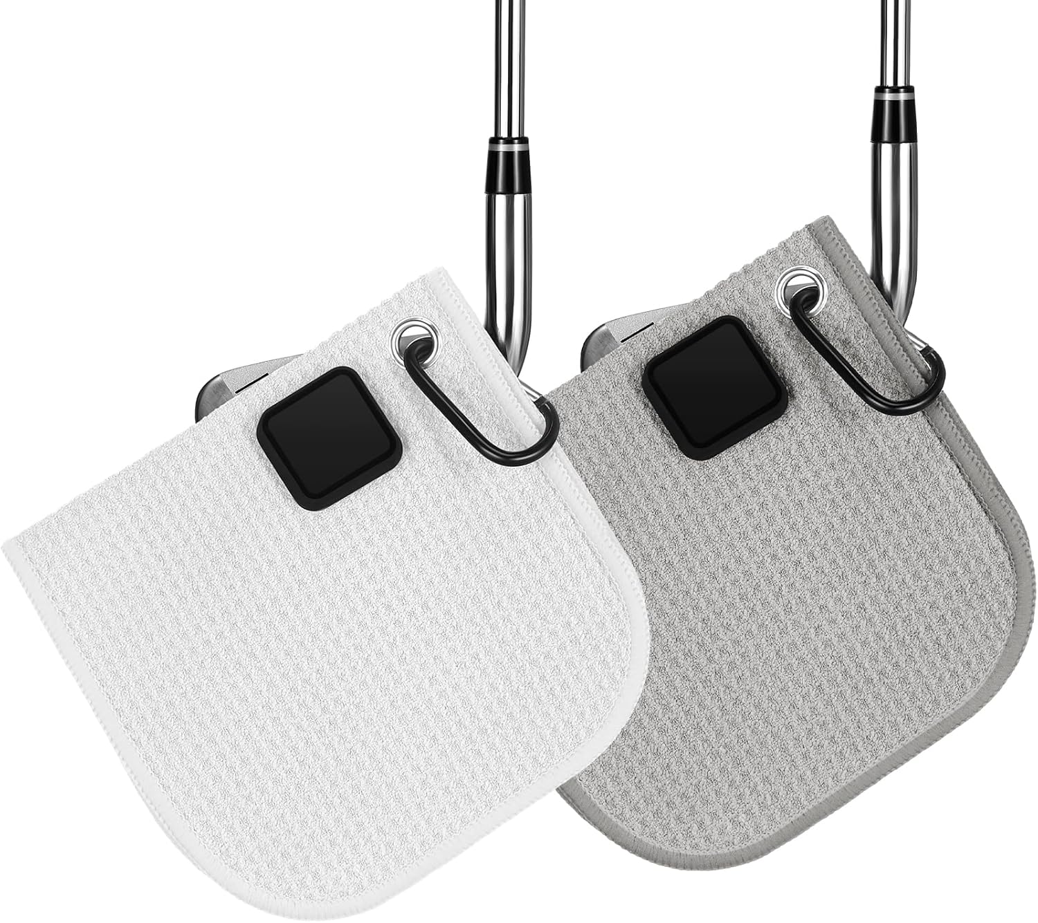 2 Pcs Small Magnetic Golf Towel with Clip 6 x 6 Inch Microfiber Waffle Towels with Carabiner Clip Strength Industrial Magnets for Golf Balls Carts or Clubs - Image 8