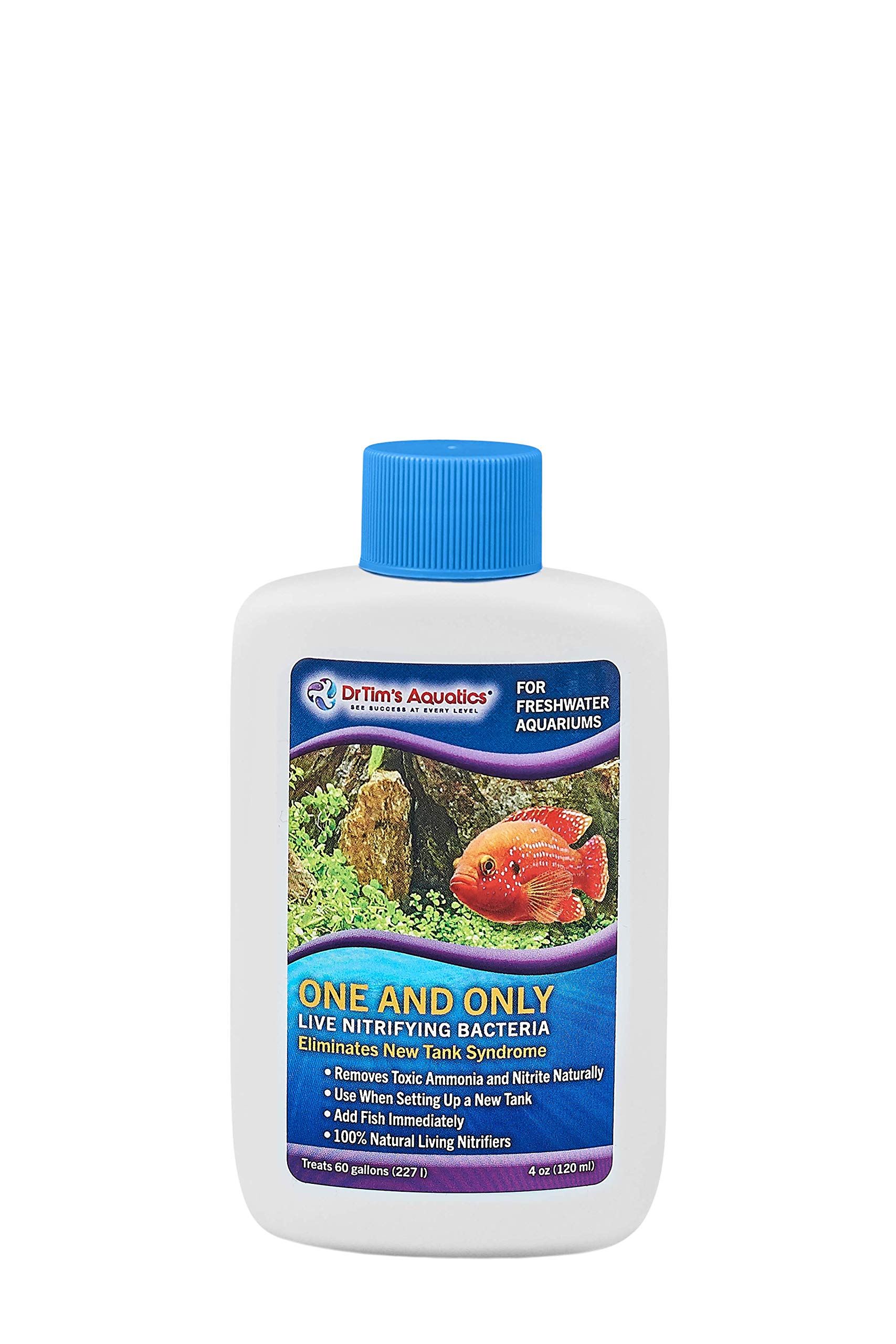 DrTim's Aquatics Dr. Tim’s Freshwater One & Only Nitrifying Bacteria – for New Fish Tanks, Aquariums, Water Filtering, Disease Treatment – Eco-Friendly Fish Tank Cleaner – Removes Toxins – 4 Oz