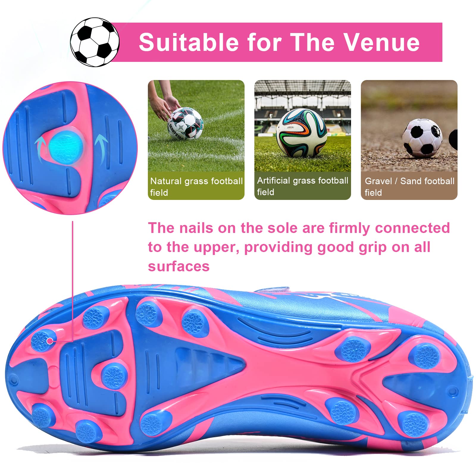 Botas Futbol Niños Antideslizante Césped Artificial Tacos Zapatillas de Futbol con Tacos 28-37EU