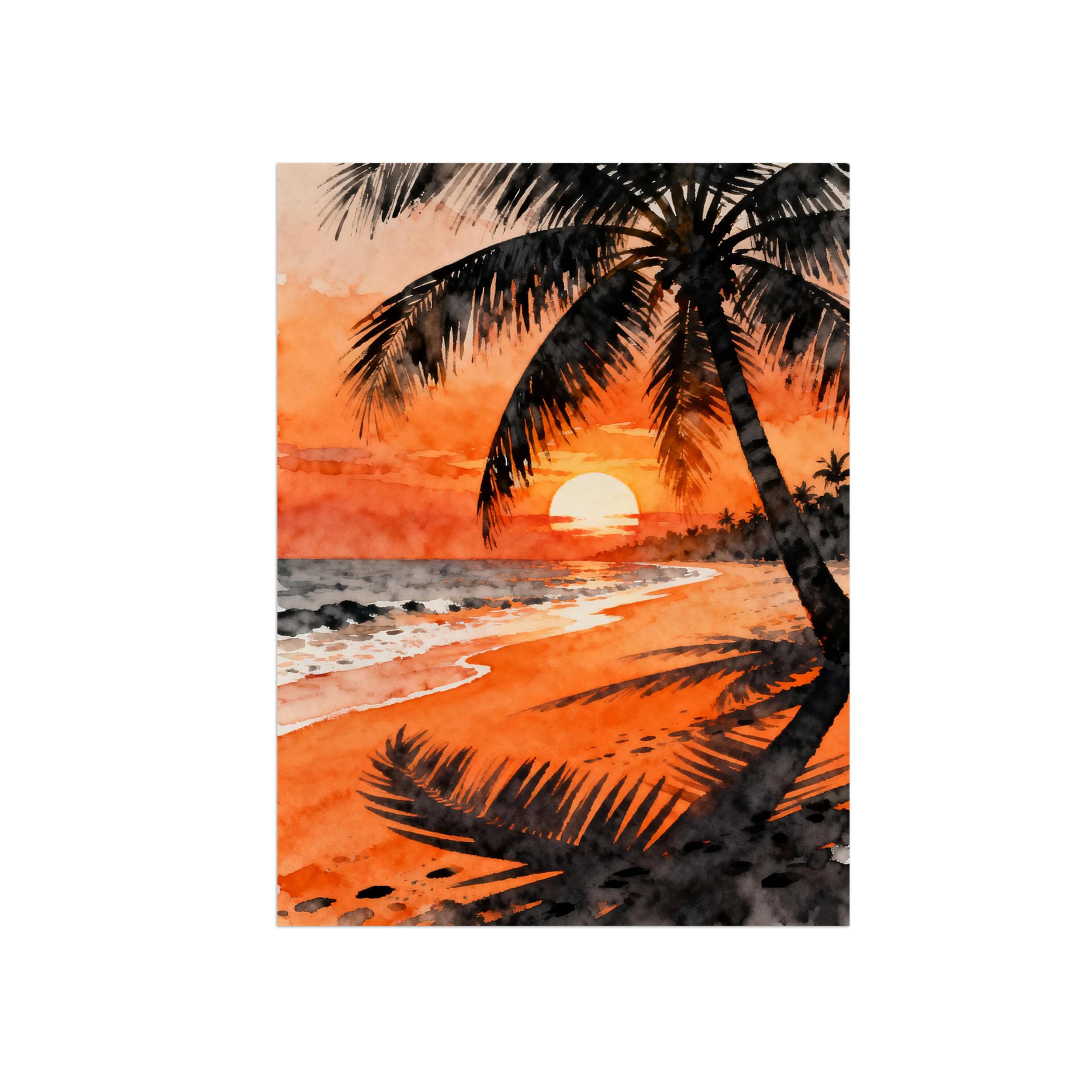 OZPWBVY Sea Palm Tree Landscape Canvas Wall Art Print Painting 70x90cm Unframed