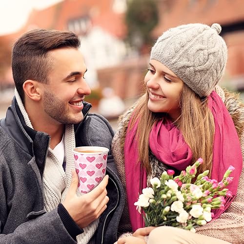 Miniatura 6 de Roowest 144 tazas para el día de San Valentín de 9 onzas tazas de papel surtidas para beber té tazas de café desechables de San Valentín para