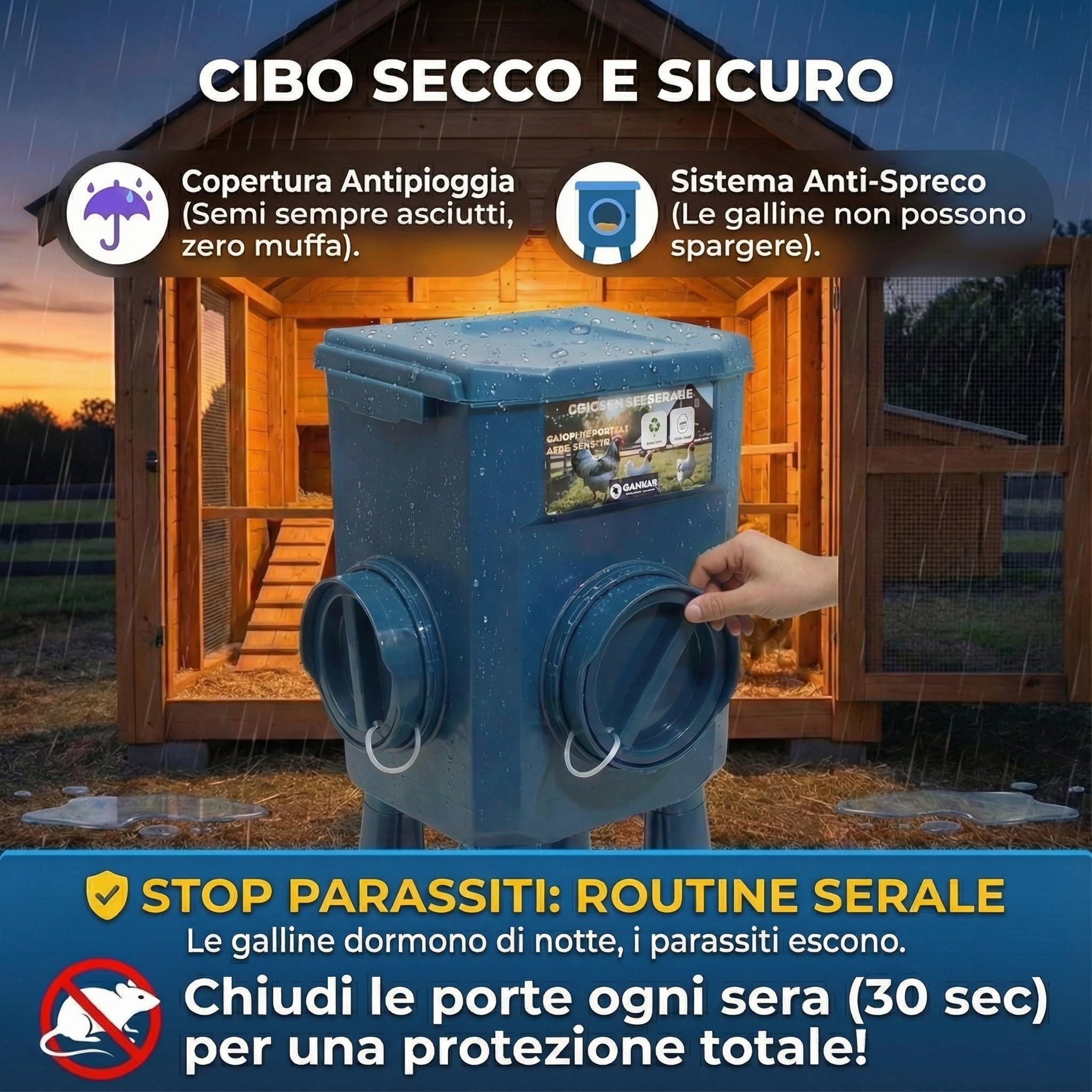 Kit Mangiatoia e Abbeveratoio Galline 12KG/11L – Anti-parassiti, Valvola Automatica, Anti-cianobatteri, Ideale per Micro-fattorie e Allevatori Amatoriali, Lunga Autonomia, Meno Ricariche, Durevoli