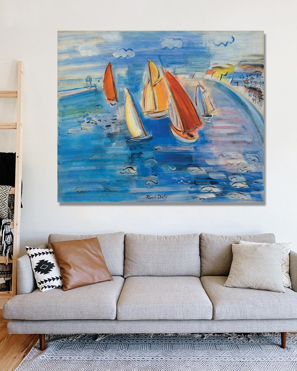 NHLDZYH Raoul Dufy (regaty w Sainte-Adresse), plakat podróżny w stylu vintage, sztuka impresjonistyczna, obraz ścienny na płótnie do dekoracji domu, 30 x 36 cm, tylko płótno