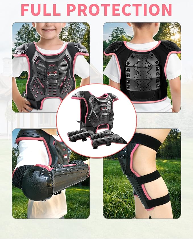 Chaleco protector infantil para motocross rosa y morado miniatura 9