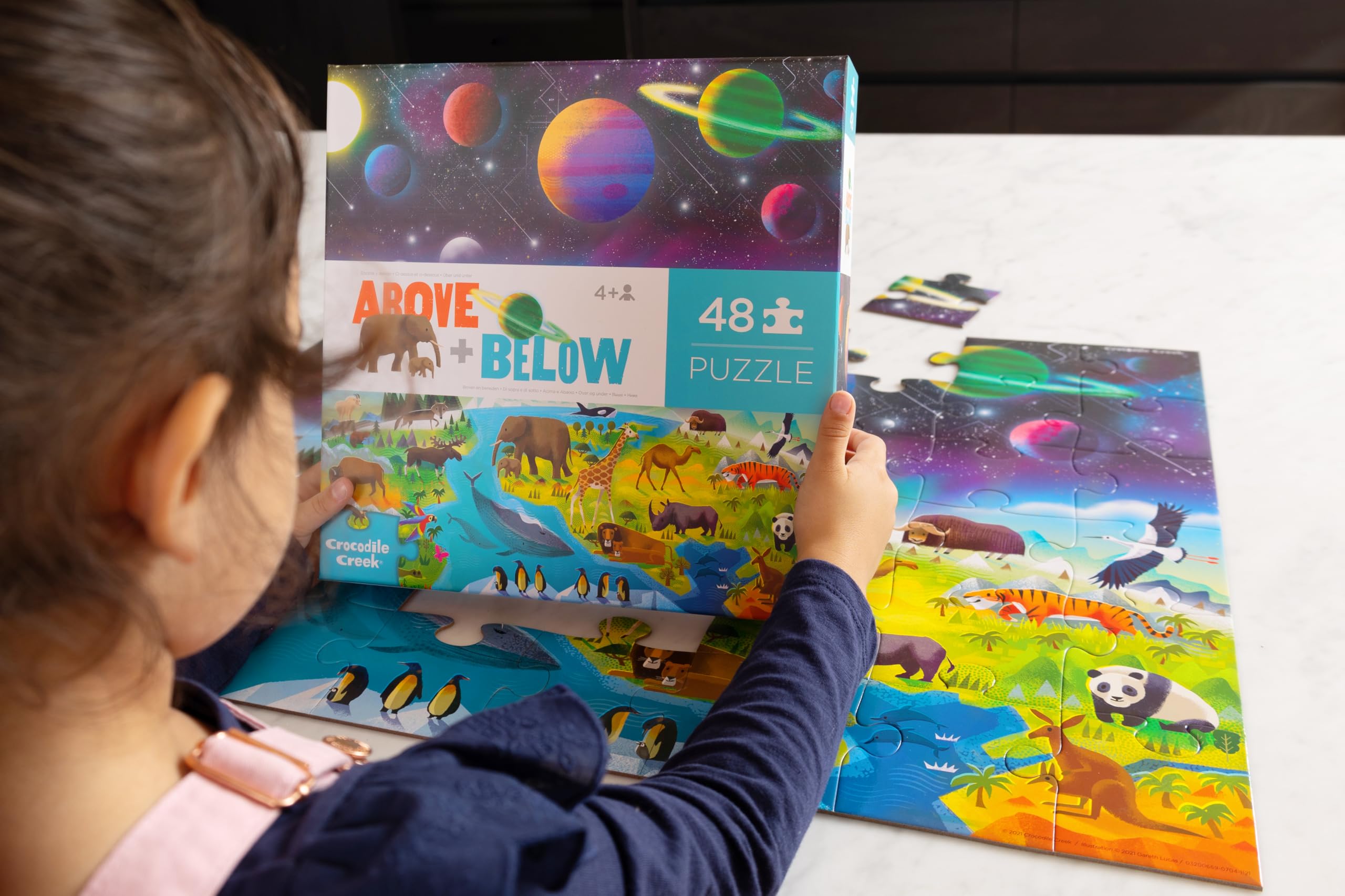 Crocodile Creek Puzzle 48 Pezzi – Above & Below/Earth & Space – Gioco Educativo Per Bambini