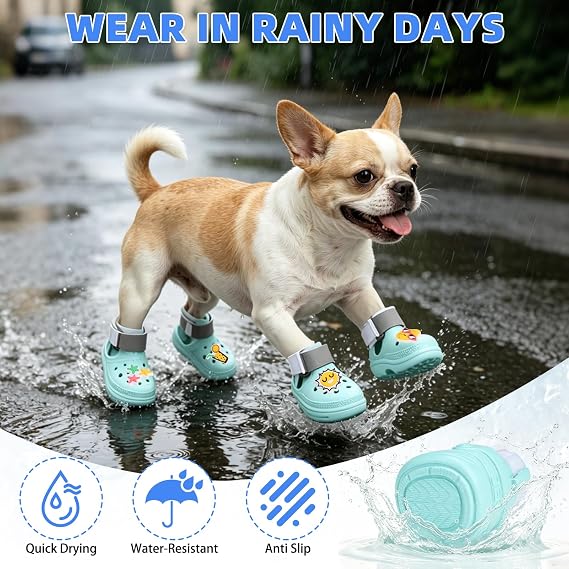 KOOLTAIL Dog Shoes for Hot Pavement, Waterproof Summer Pet Sandals Boots for Beach to Prevent Licking Paws, Breathable & Non Slip Dog Booties for Hardwood Floor Small Medium Large Dogs, Green M