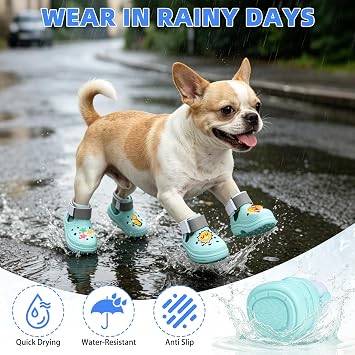 KOOLTAIL Dog Shoes for Hot Pavement, Waterproof Summer Pet Sandals Boots for Beach to Prevent Licking Paws, Breathable & Non Slip Dog Booties for Hardwood Floor Small Medium Large Dogs, Green M