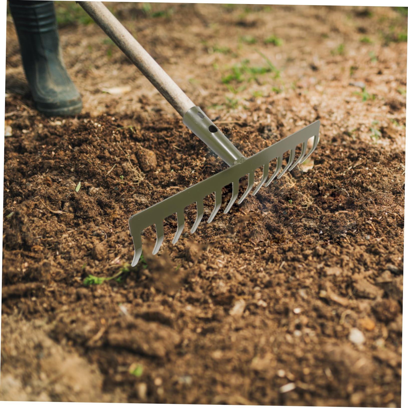SEWACC Rastrillo de Jardín de Dientes para Jardín Rastrillo Manual de Jardinería para Recoger Césped