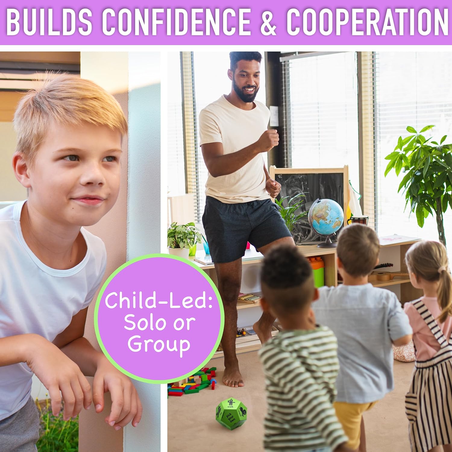 Movement Dice and Ring Toss (Carnival-Style) Bundle — Action prompts, 3-Color Targets and Simple Scoring for Kids 3+, Indoors or Outdoors