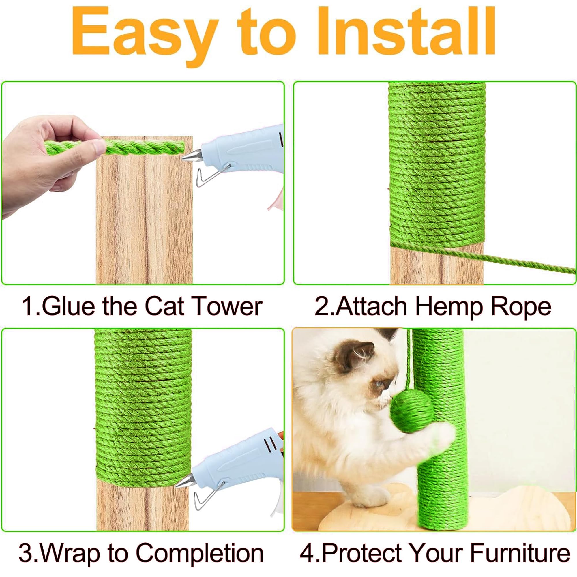 6mm*30m Cordel Rascador para Gatos,Cuerda de sisal para Gatos,Natural Rollo de Cordel,Cuerda de Yute Gruesa para Decoración de Jardín y para El árbol Rascador de Gato