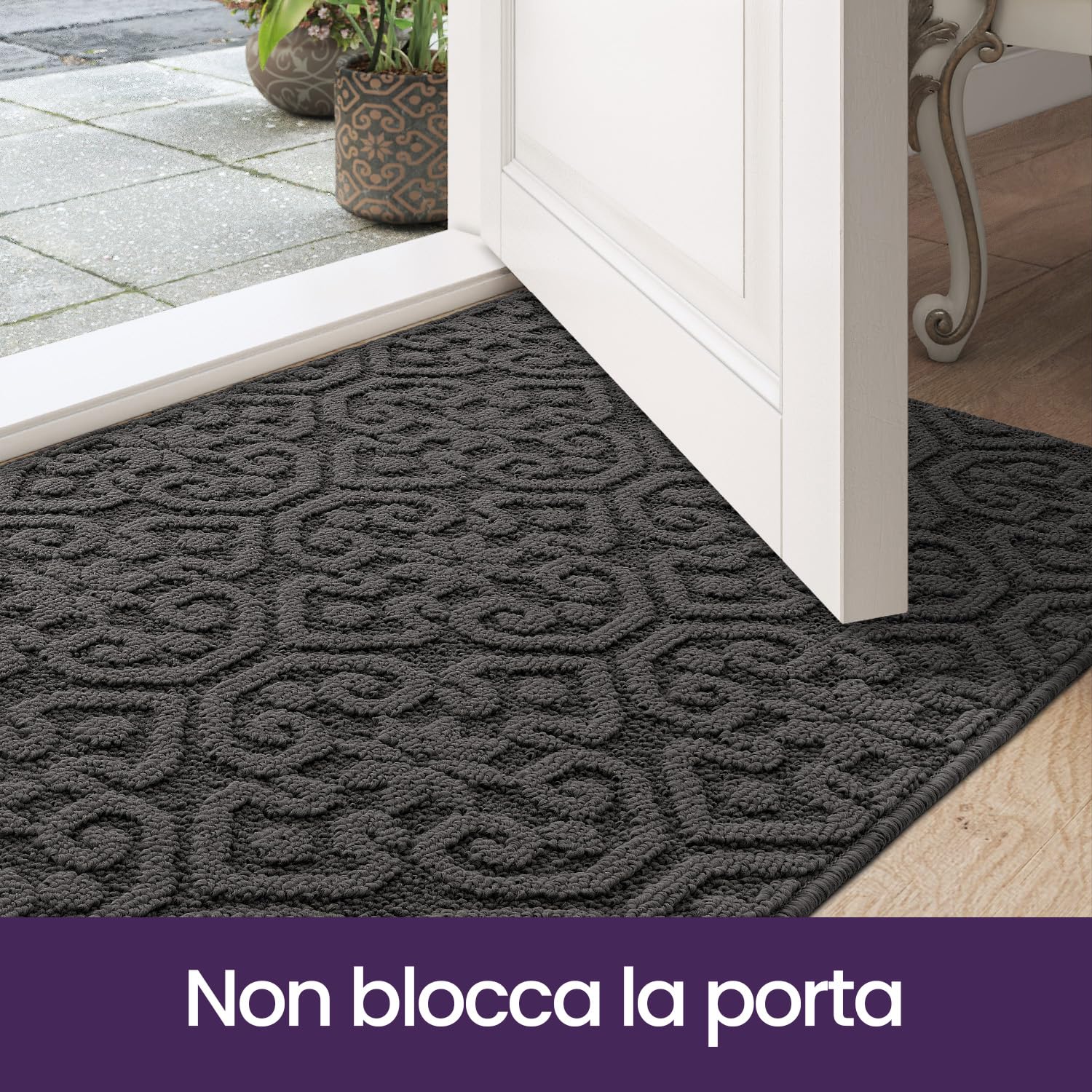 DEXI Zerbino Ingresso Interno 60 x 90 cm, Grigio Carbone