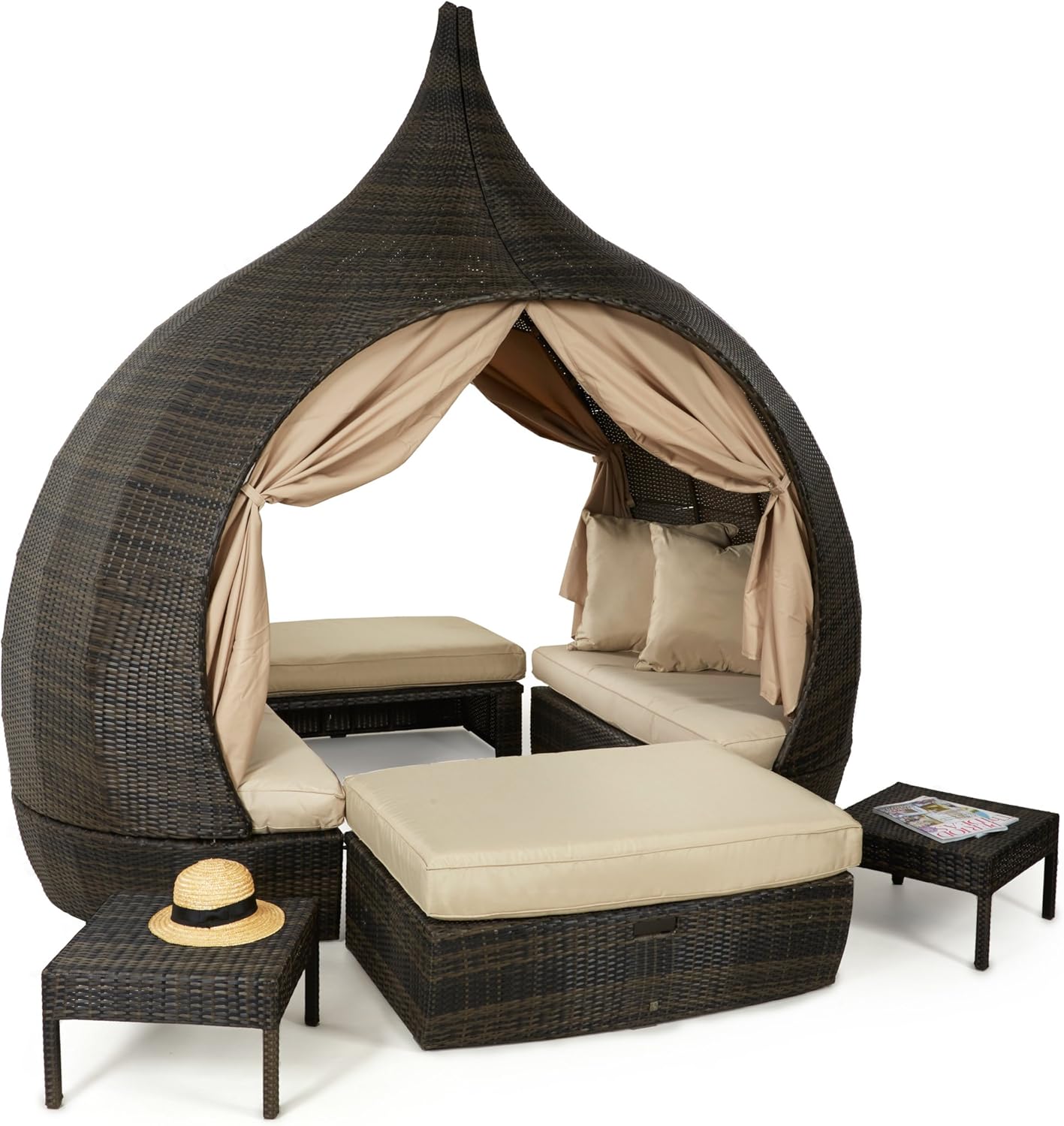 Maze Rattan Peach Daybed in a Mixed Brown Weave Amazon.co.uk Garden