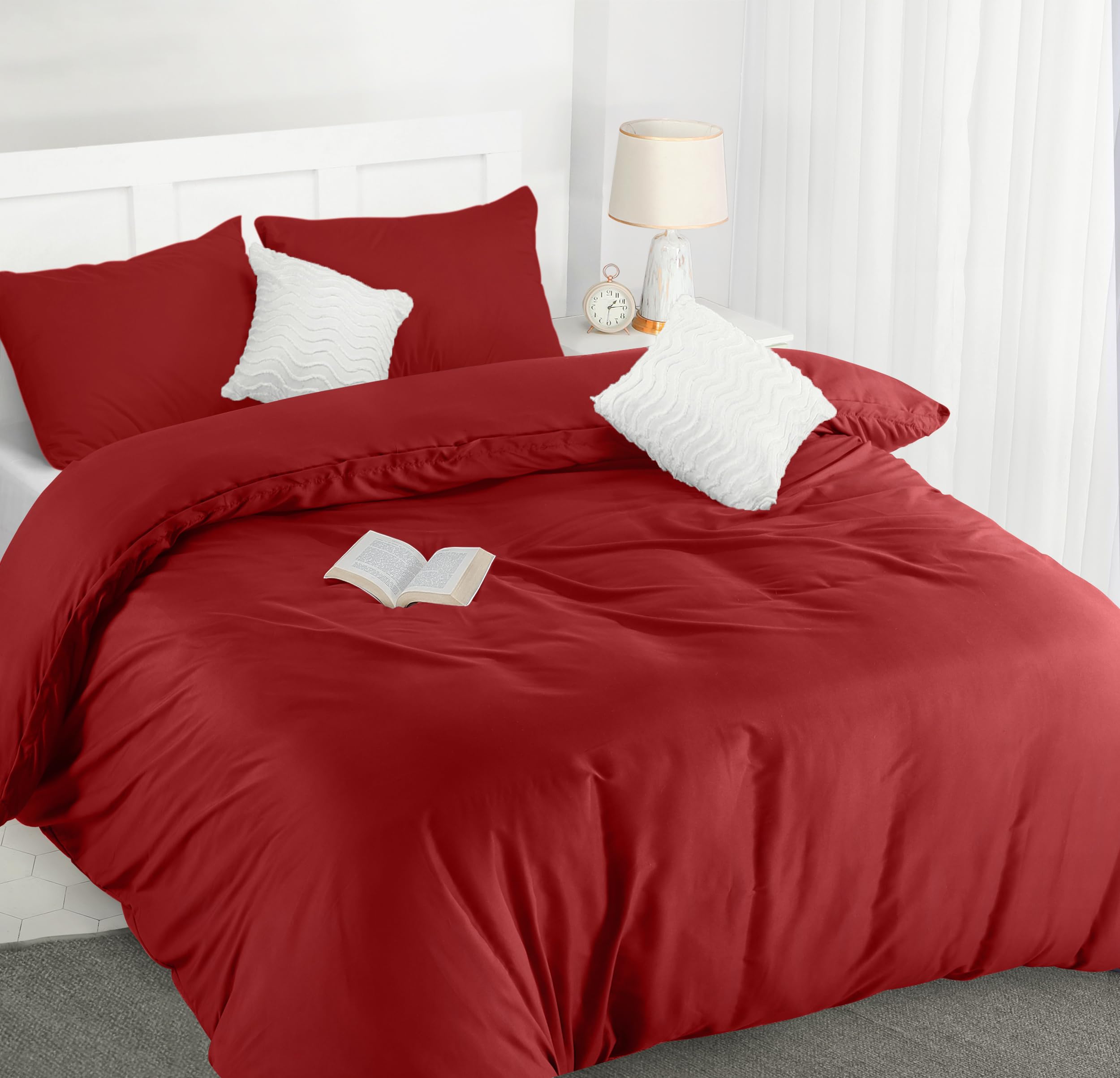Utopia Bedding Duvet Cover Double - Soft Microfibre Polyester Duvet Cover with Pillow cases - Bedding Quilt Cover Set (Red)
