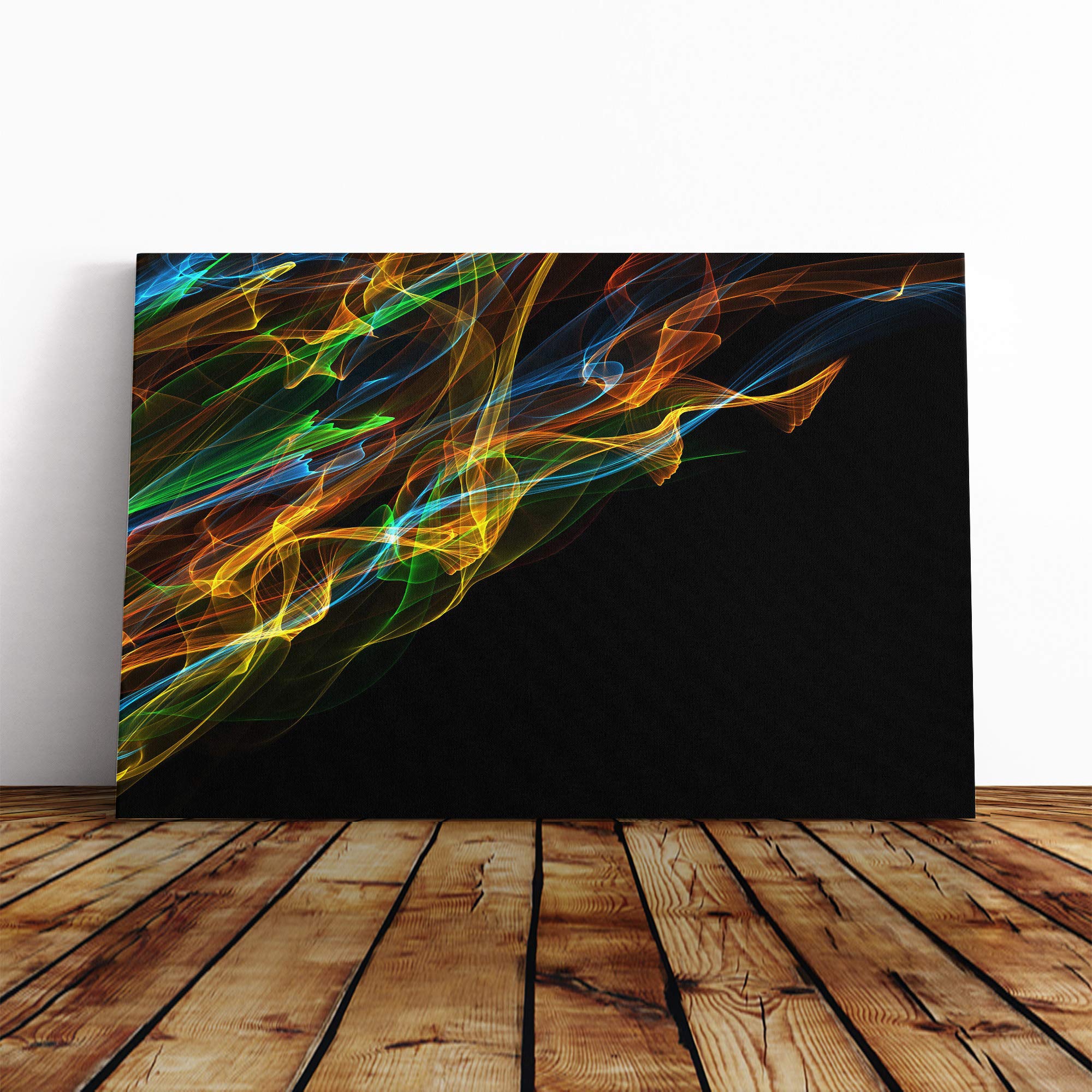 Rainbow Abstract Smoke and Flames (7) Canvas Print | Gallery Wrapped 30mm Frame Wall Art | 30x20 inches | Ready to Hang | Abstract Rainbow Picture | Living Room Bedroom Lounge Office