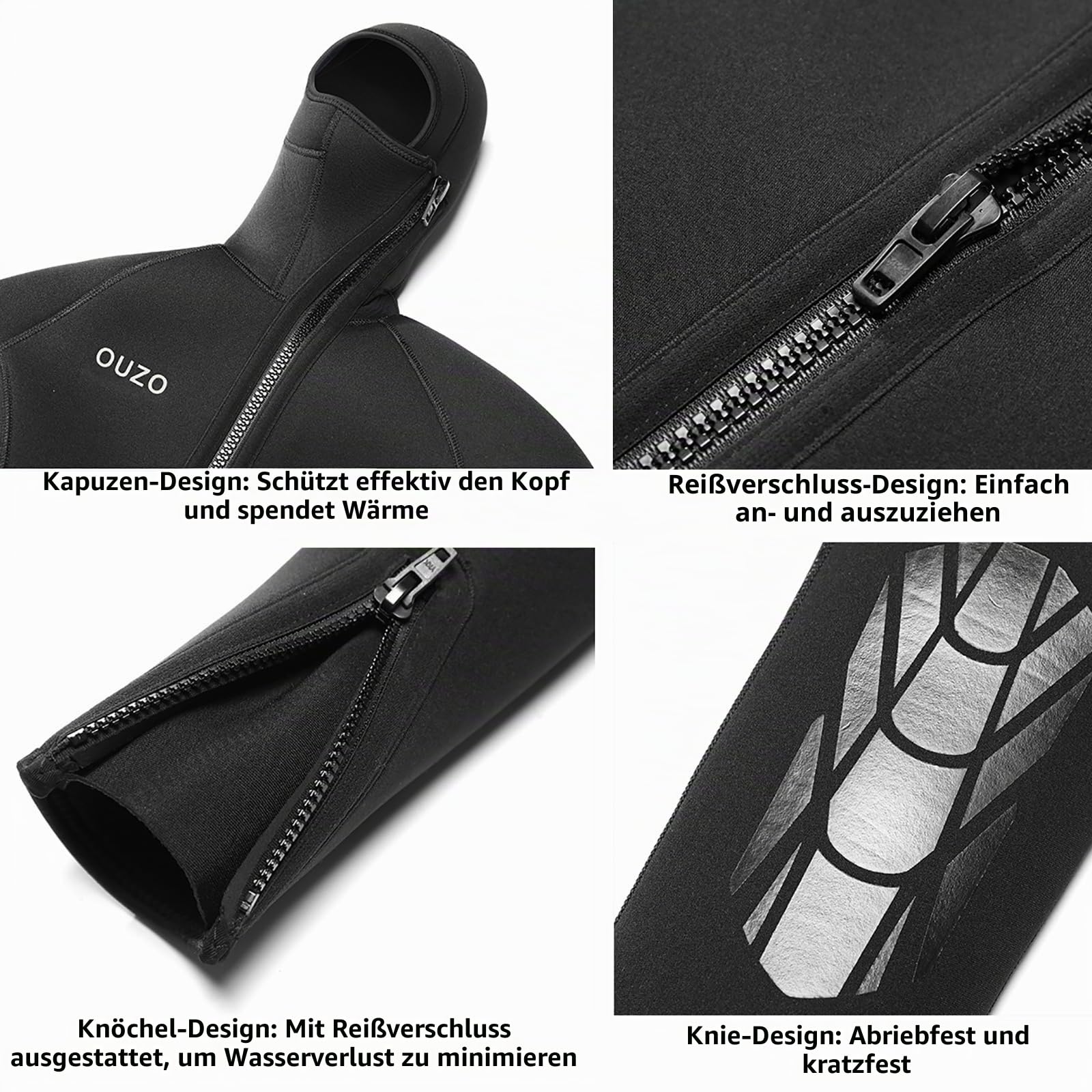 5Mm Neoprenanzug Für Damen Und Herren, Mit Frontreißverschluss, Kapuze, Ideal Zum Freitauchen, Schnorcheln, Surfen, Kanufahren Und Tauchen