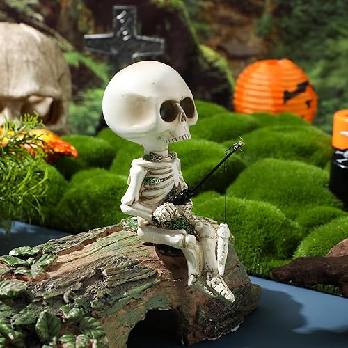 Miniatura 5 de GANAZONO Decoración de esqueleto para acuario, cráneo, peces, reptiles, tanque, decoración, pesca, cráneo, estatua, resina, esqueleto, esculturas,