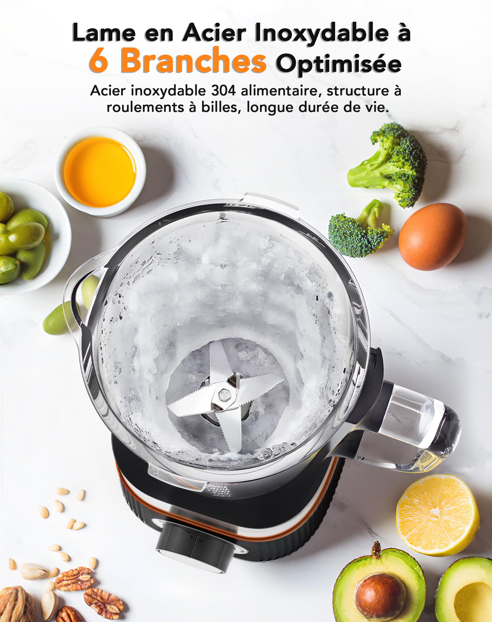 Blender, Mixeur 1000W, Blender Smoothie 2 en 1, Bol en Verre 1.5L + Bouteille Portable 600ml Sans BPA, Lames Inox 304 pour Glace, Auto-nettoyant, Réglage Continu Vitesse