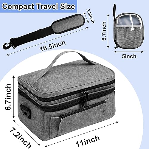 Miniatura 8 de Bolsa de medicina para viajar con bolsa pequeña portátil, organizador de botellas de píldoras de doble capa con cremalleras bloqueables, funda de