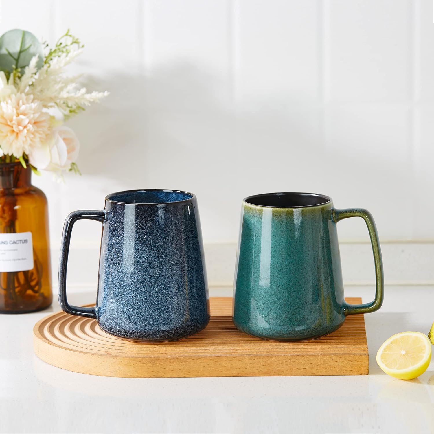 Large Ceramics Coffee Mugs, 24 OZ Large Handle Coffee Mugs, Extra Large Tea and Coffee Cup for Office and Home, Microwave and Dishwasher Safe (24 OZ Blue) - Image 3