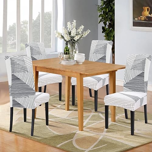 Miniatura 3 de Juego de 4 fundas elásticas para sillas de comedor, fundas protectoras para sillas de comedor, extraíbles y lavables, fundas para sillas de respaldo