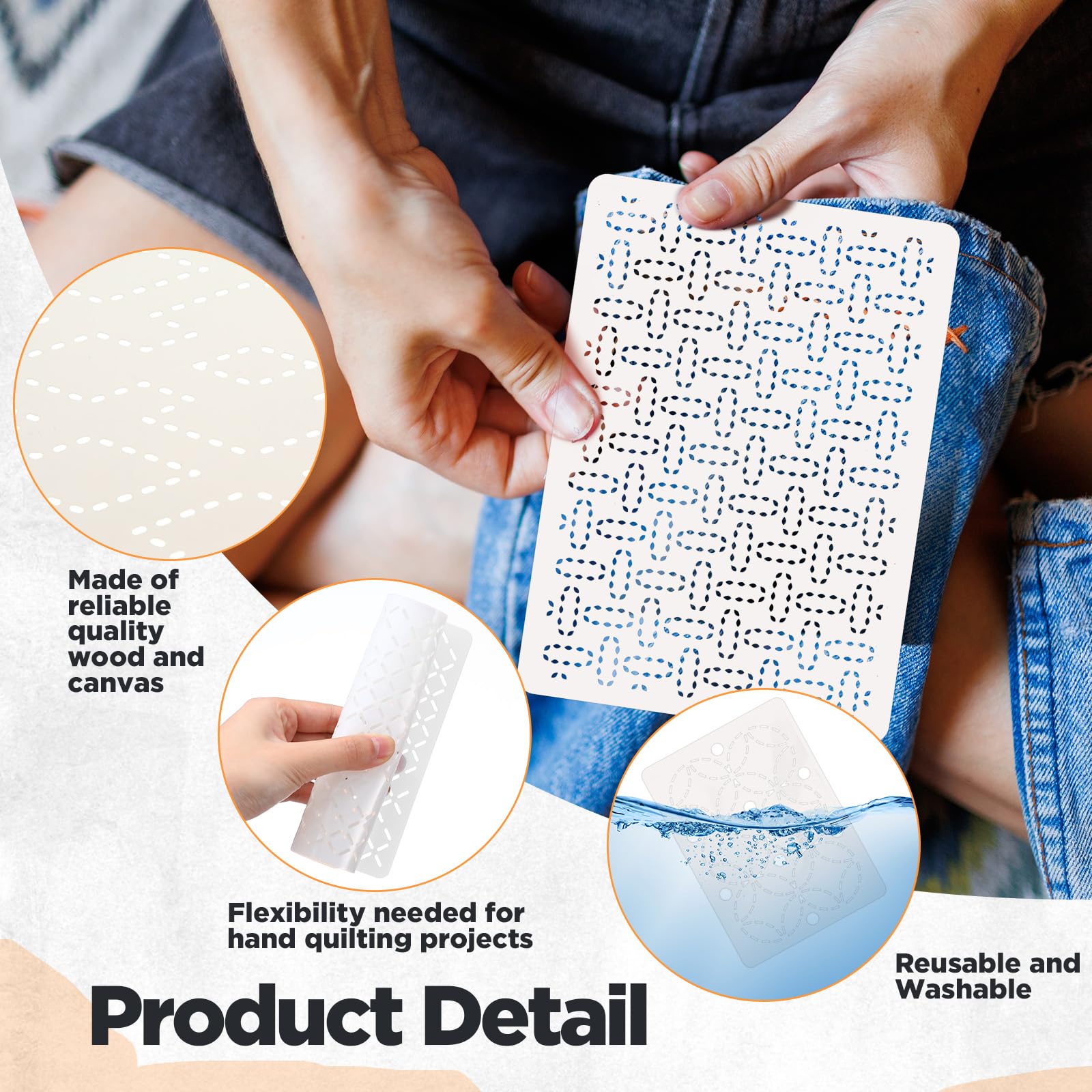 Affrolling 30 plantillas de plástico Sashiko de 8.3 x 5.9 pulgadas, patrón geométrico de Sashiko, plantilla de dibujo, plantilla de bordado, estabilizadores de patrones para coser a mano y bordar