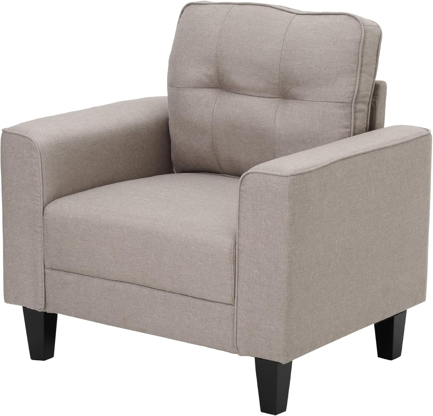 HOMCOM Butaca de Salón con Asiento Acolchado y Patas de Madera Sillón Sofá Individual Moderno para Dormitorio Oficina 90x72x91 cm Beige