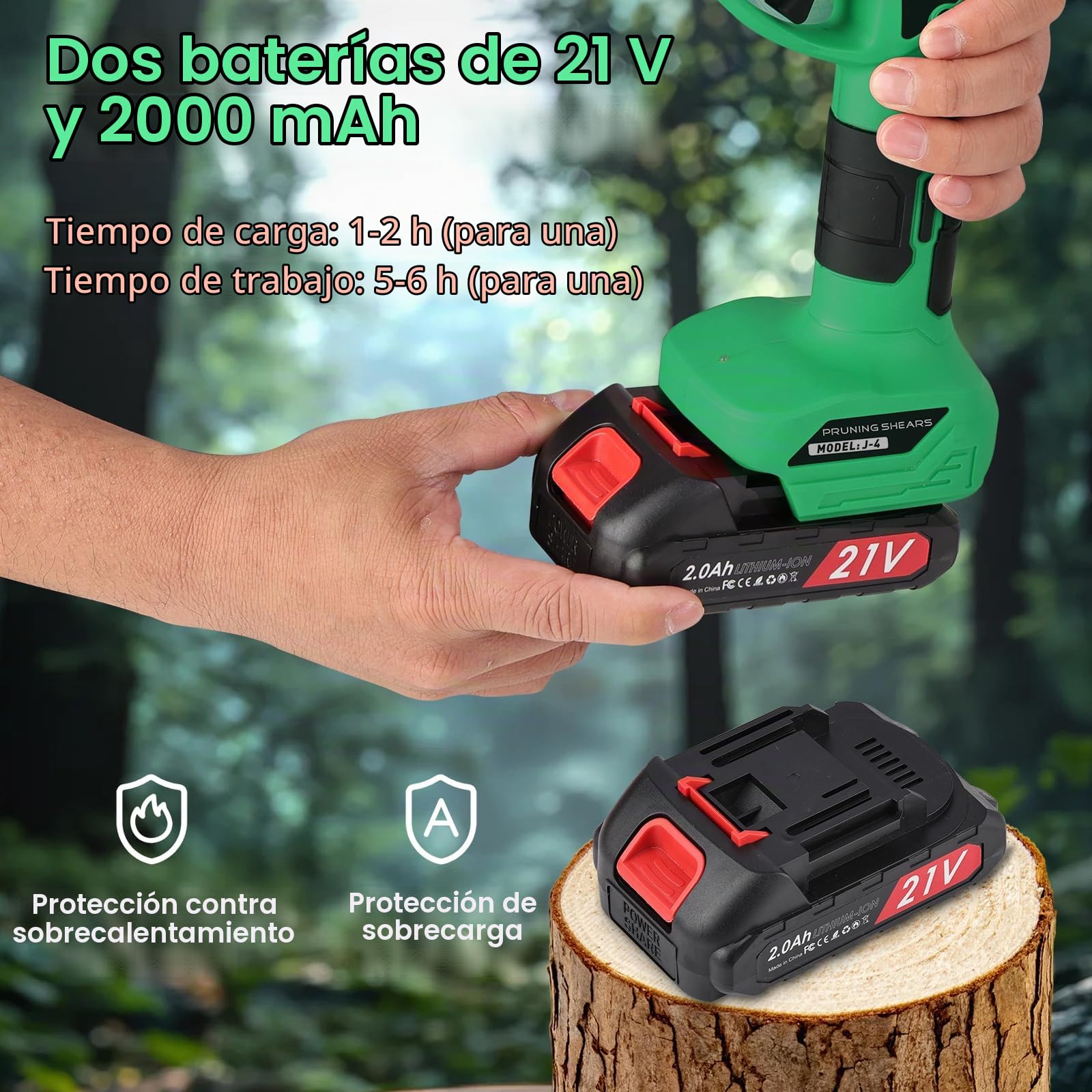 45mm Tijeras De Podar Electricas: Tijera podar telescopica 45-30mm Ajustables Hoja SK7 - Tijeras de podar telescópicas con 2 baterías de 21 V/2000 mAh - Tijeras de Podar Bateria para Jardinería,Olivos