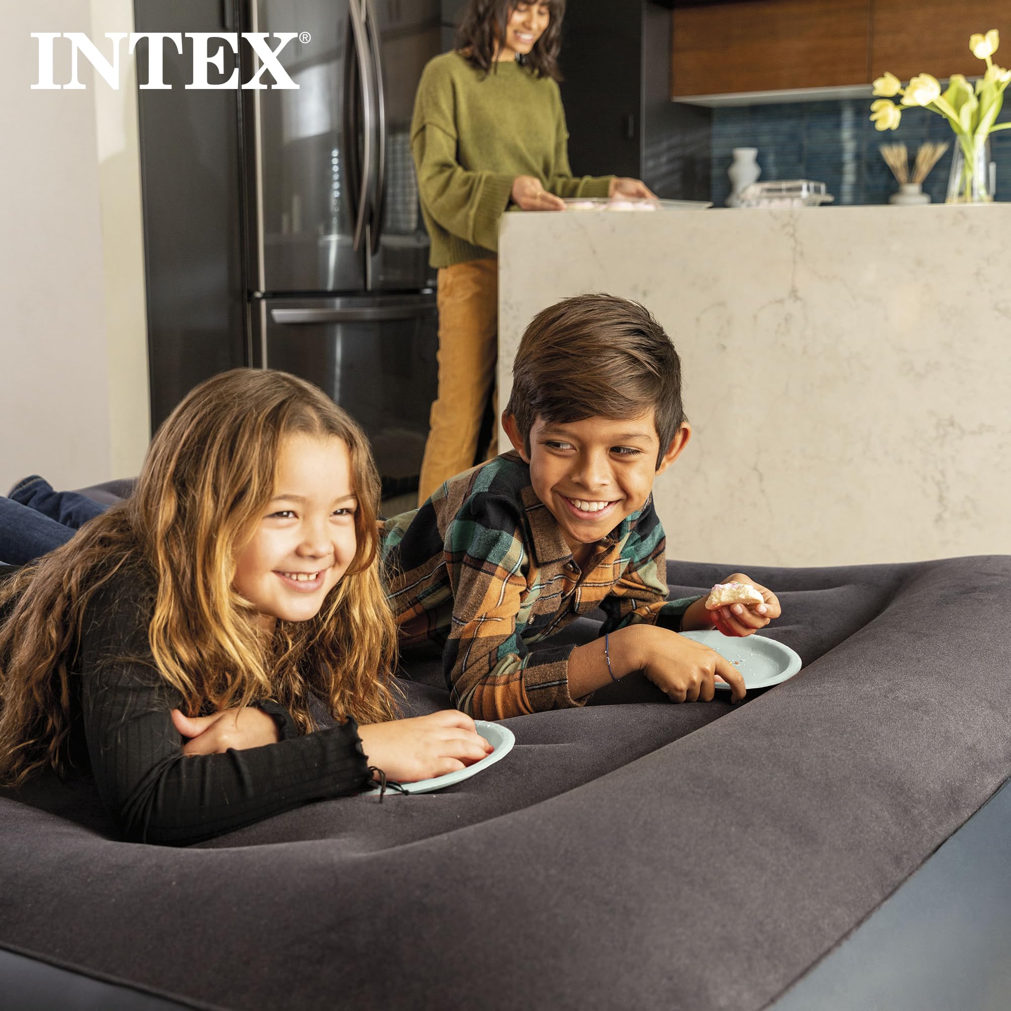 Intex Raised Airbed Mattress with Built-in Pump, Dura-Beam Plus Pillow, Twin - P — product photo