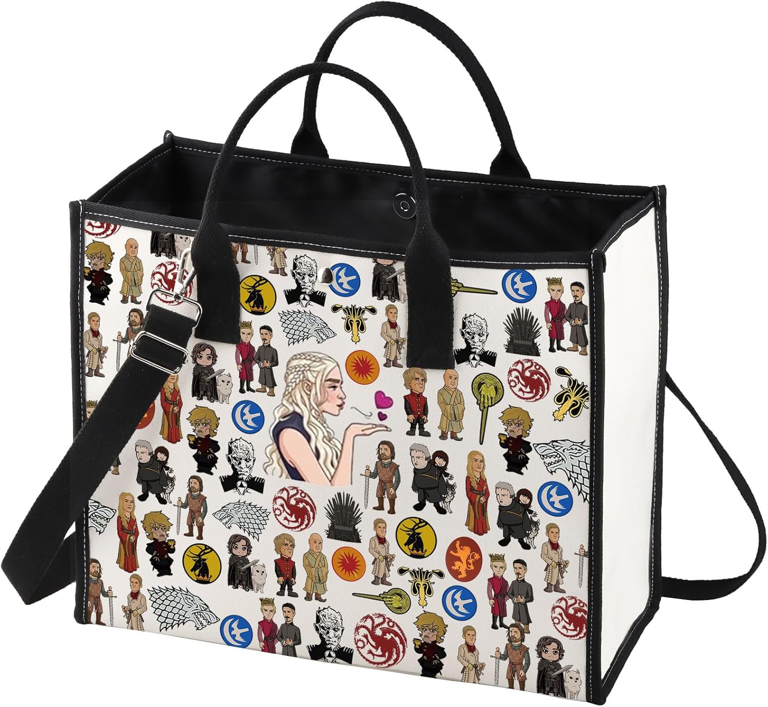 BWWKTOP Daenerys Makeup Bag Daenerys fans Gifts Eddard Zipper Pouch Bag Stark and Targaryen gift House Stark Merch (Game BG)