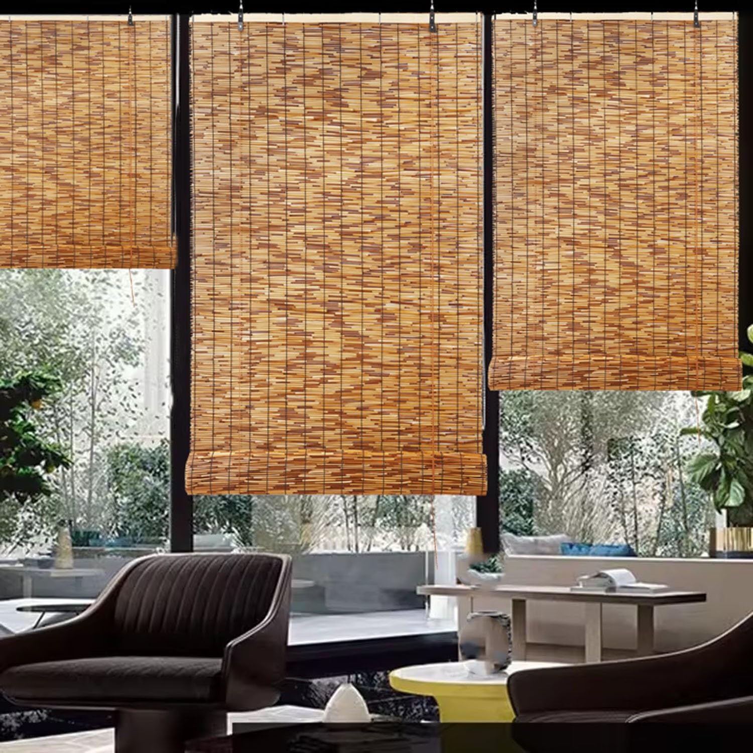Bamboo Roller Window Shades, Thermal Insulated Bamboo Roll