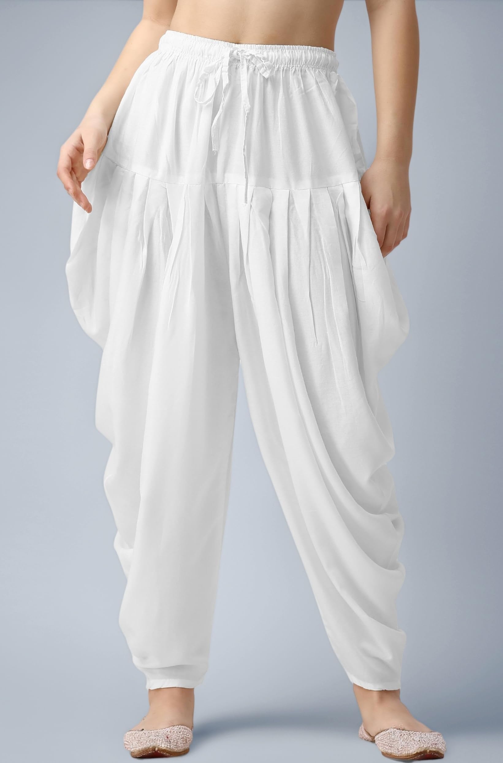 Loose Fit Rayon Dhoti Pant for Women Patiala Slawar Bottom Wear Harem Pants, Waist Free Size (26 Inch to 38 Inch)