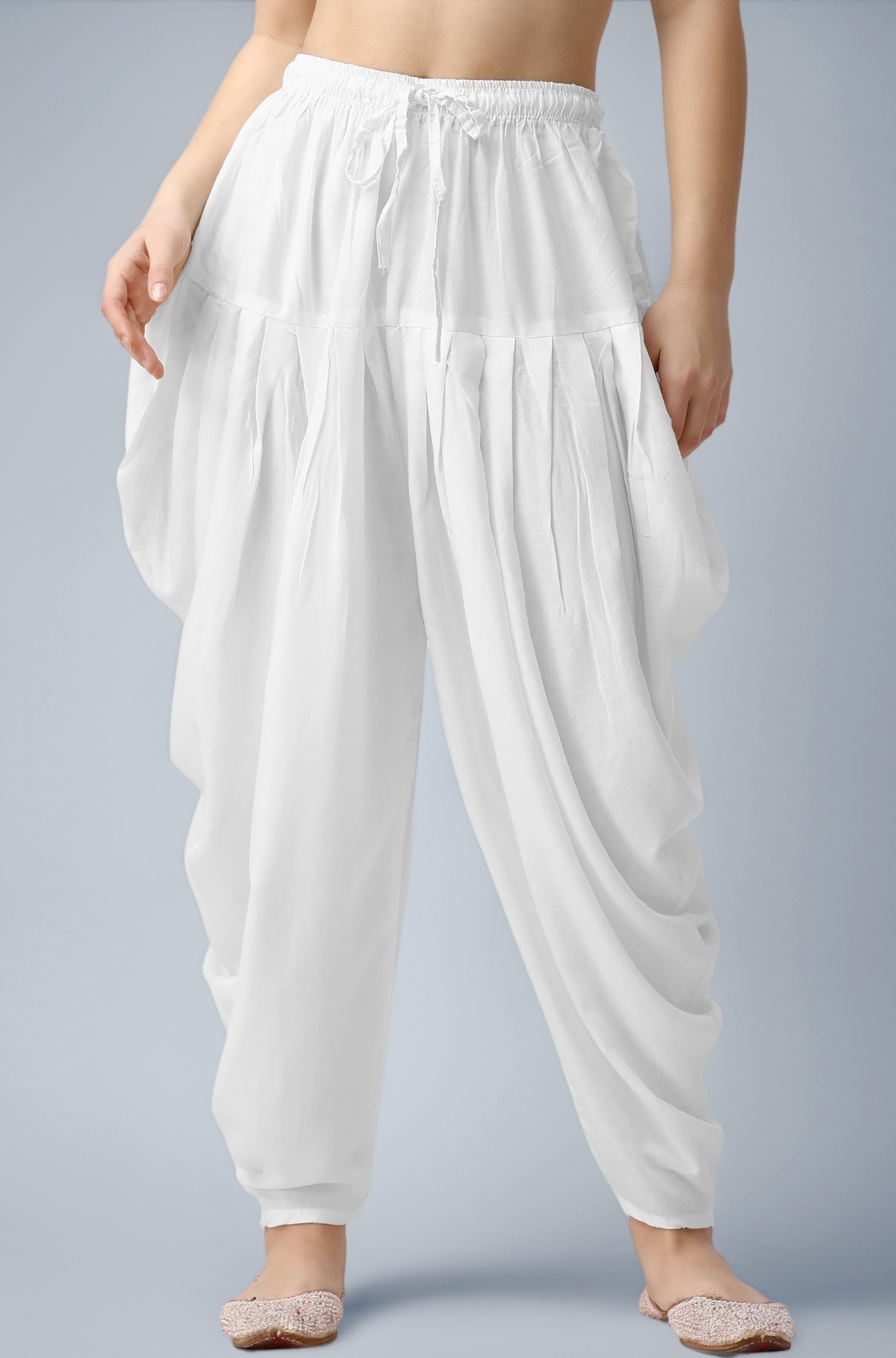 Loose Fit Rayon Dhoti Pant for Women Patiala Slawar Bottom Wear Harem Pants, Waist Free Size (26 Inch to 38 Inch)