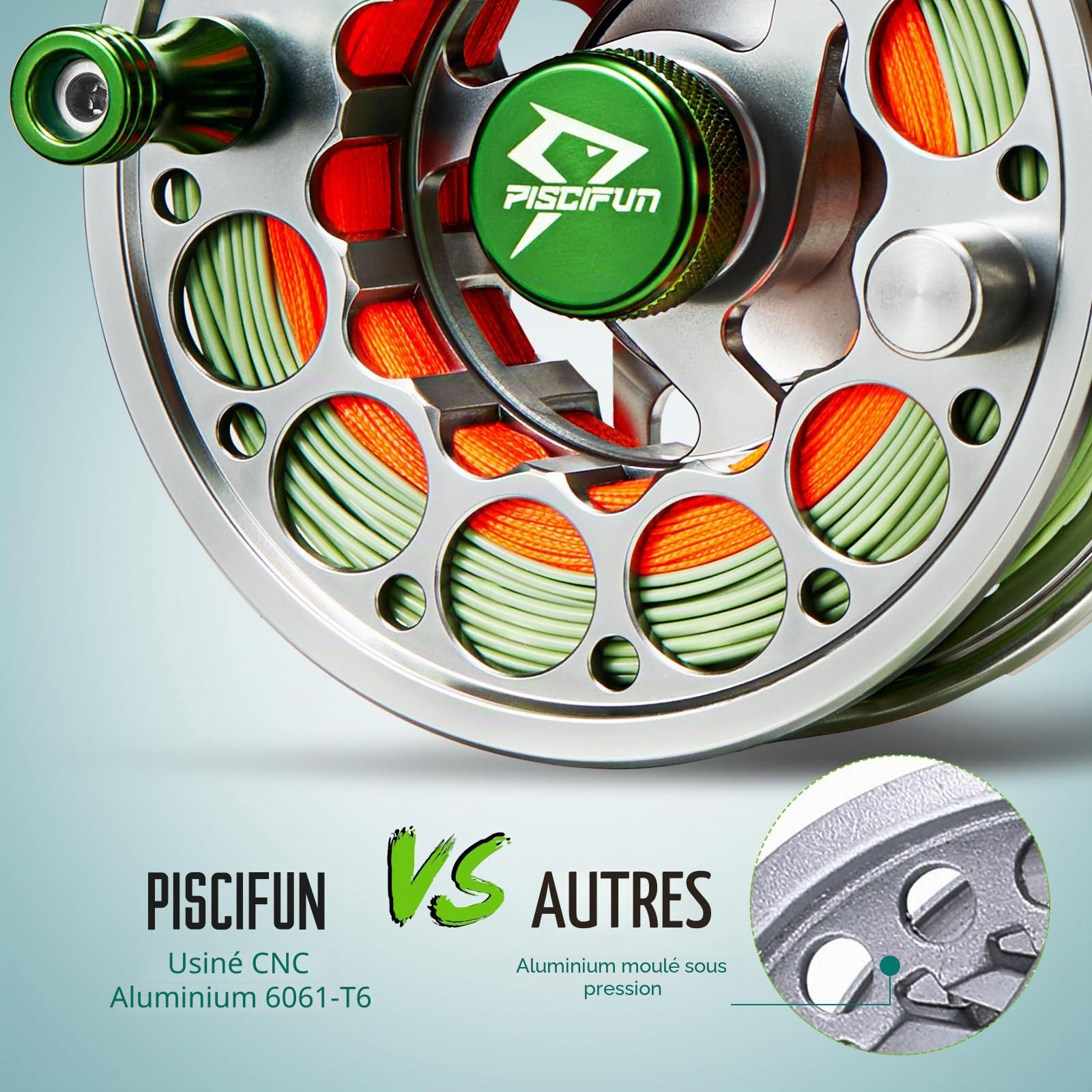 Piscifun Sword Moulinet de pêche à la Mouche avec boîtier en Alliage d'aluminium usiné CNC, Poids 3/4, 5/6, 7/8, 9/10 (Noir, Bronze, Rose, Gris sidéral)